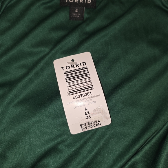 Torrid Floral Green Ruched Top Sz 4 Plus - Picture 2 of 5